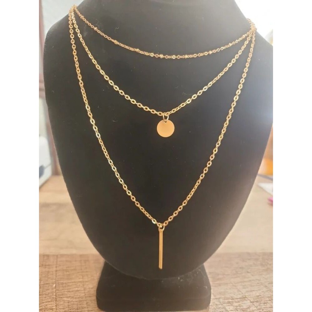 Triple Strand Goldtone Necklace